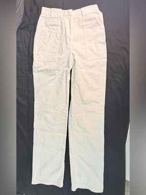 White Cotton velvet  Straight-Leg Pants
Billy Reid sample no label